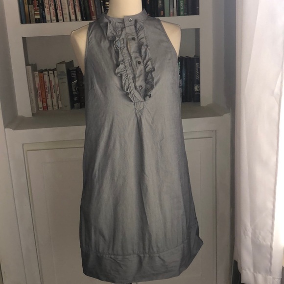 Gap Navy & White Ruffle Sleeves Highneck Shift Dress – Button-Down, Chic D252 - Picture 3 of 5